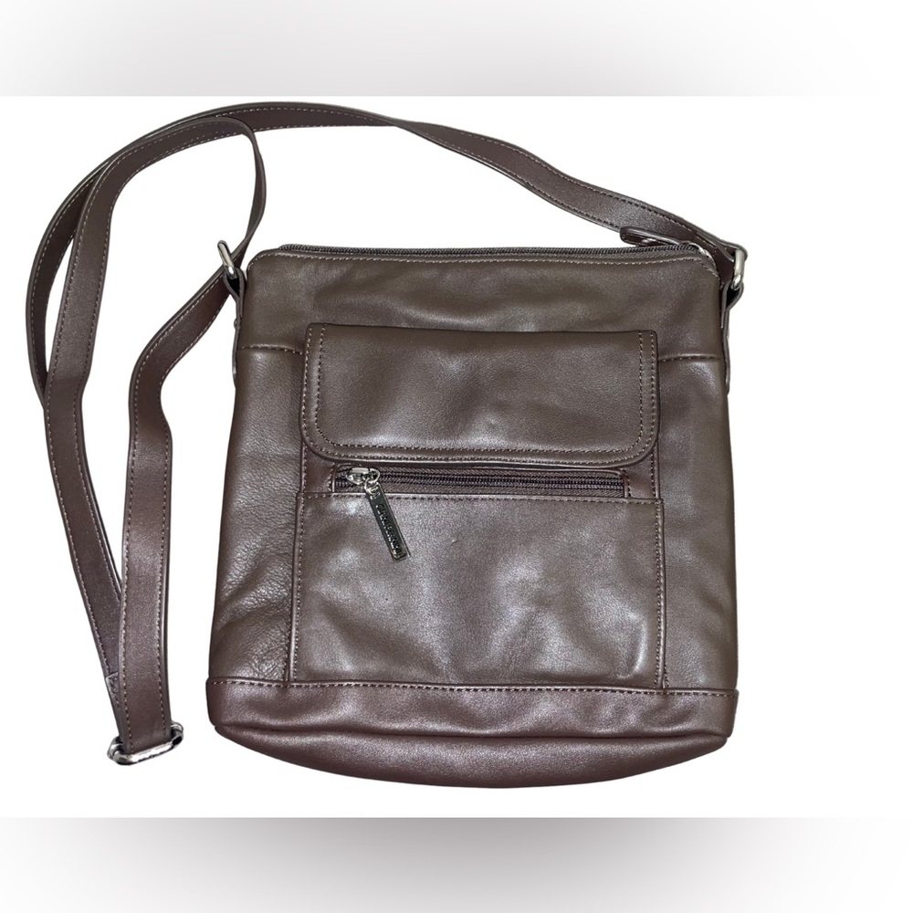Giani Bernini Brown Leather Messenger Bag with Adjustable Strap